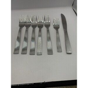 Wallace Silver Manhattan Pattern Forks Set Of 5 1 Salad Fork, 1 Butter Knife